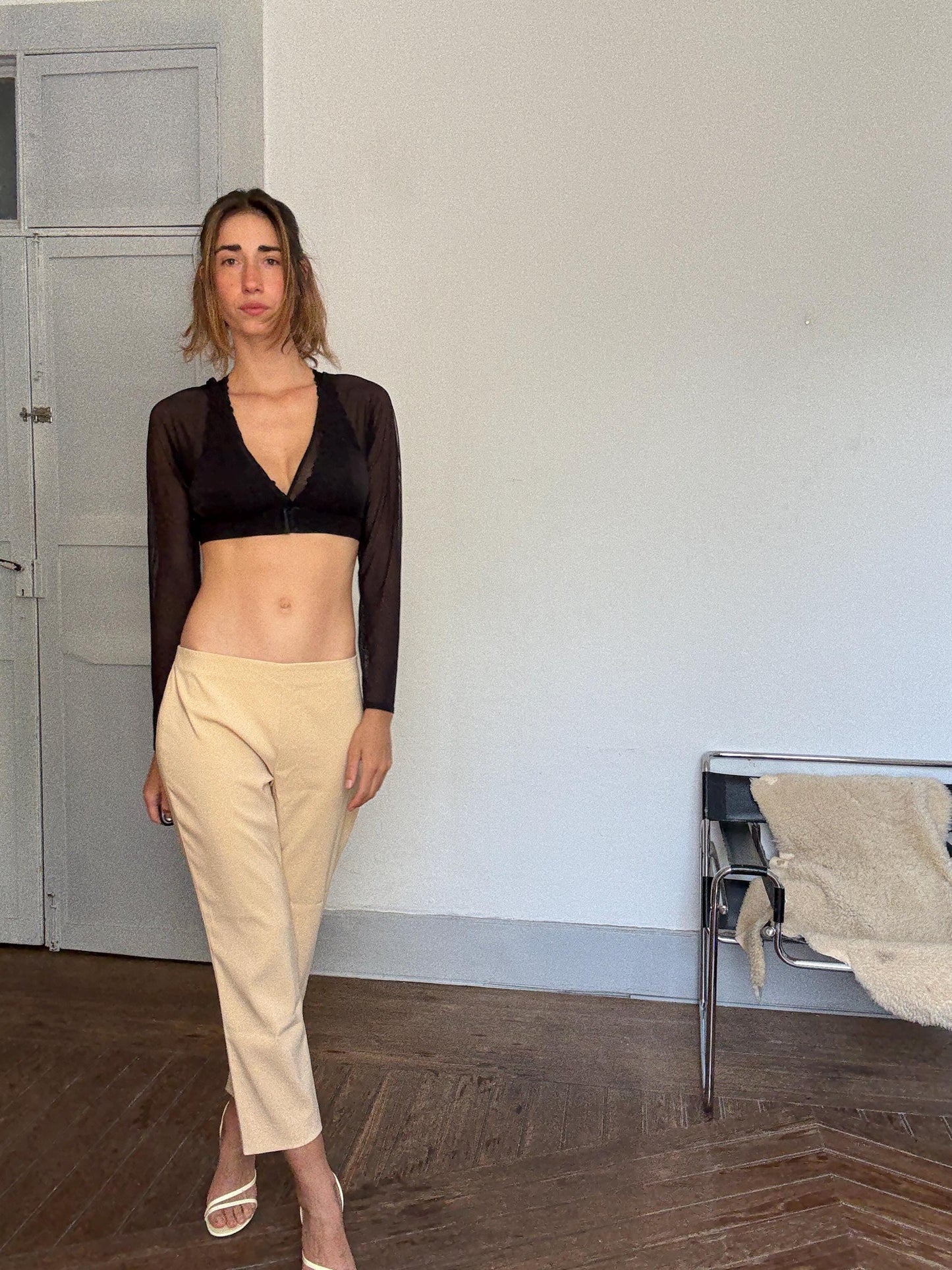 Vintage Versace Jeans Couture high waist beige trousers – made in Italy designer pants, size IT 42, Y2K minimalist luxury