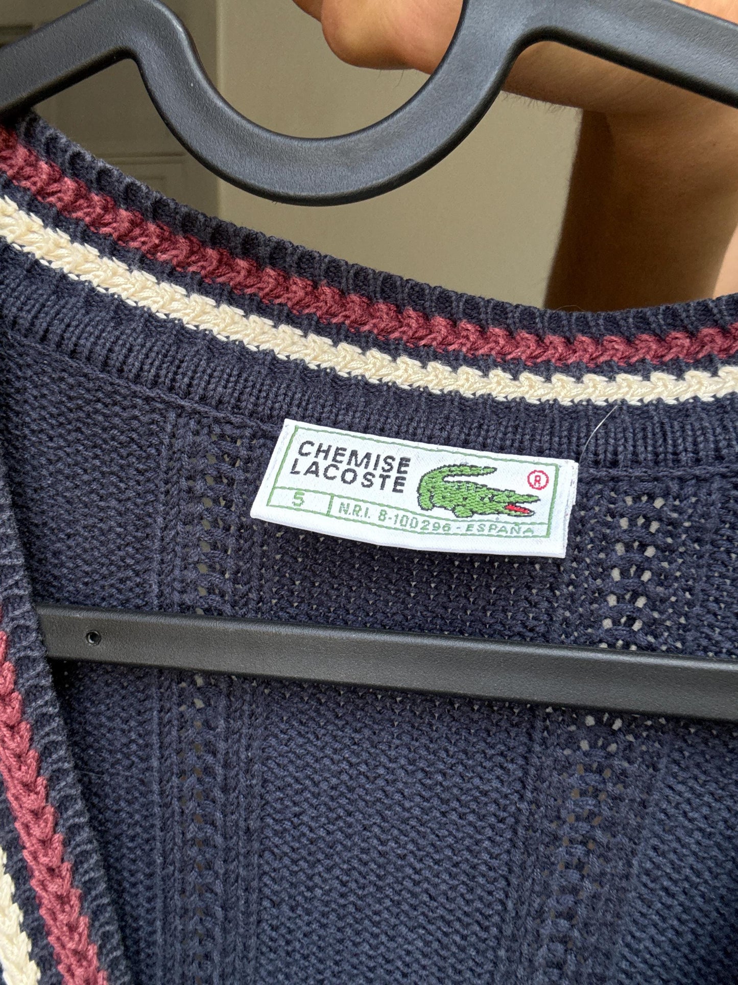 Vintage Lacoste navy blue cardigan, size 5 – preppy menswear, Luxury branded clothing