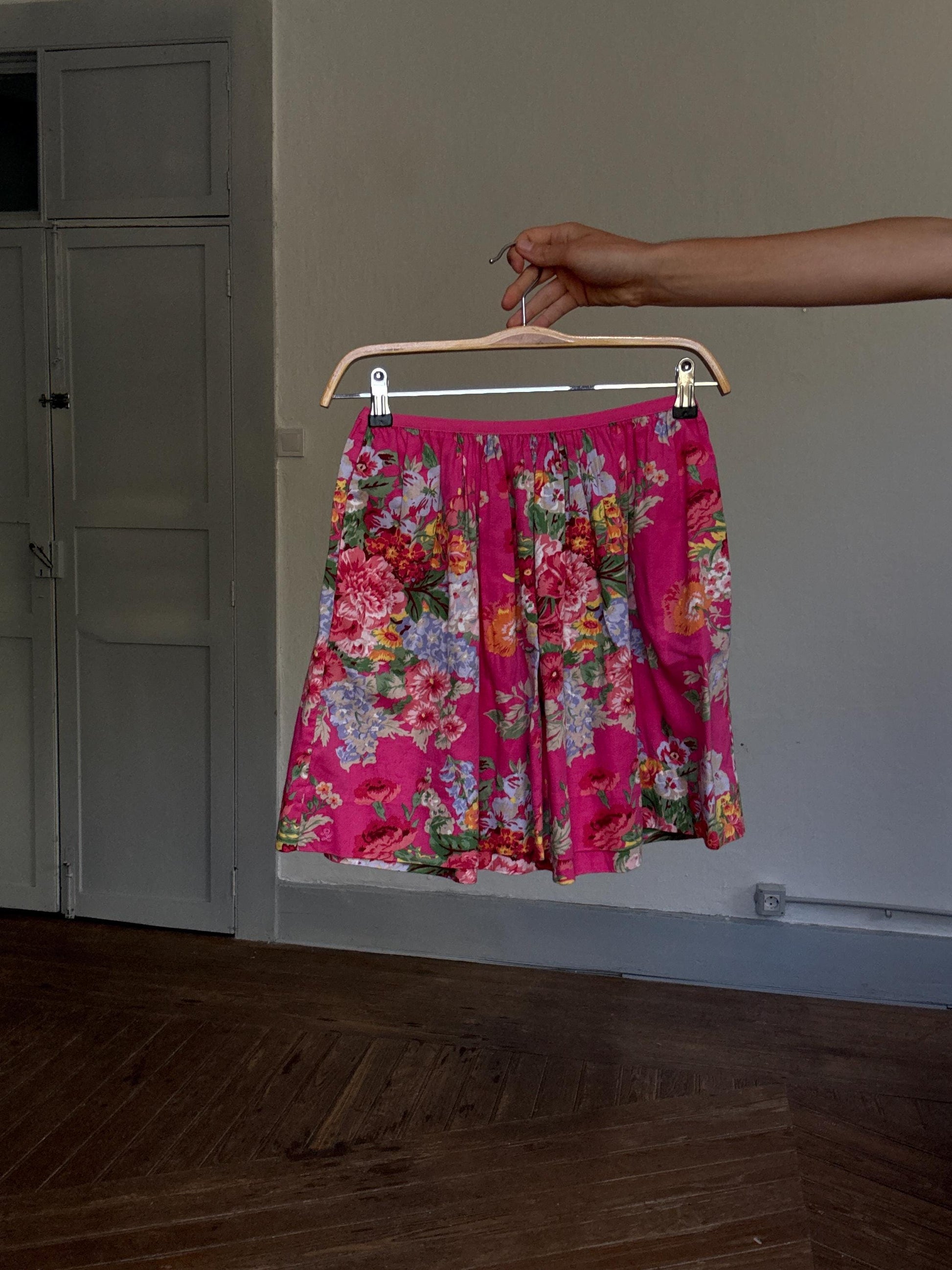 Polo Ralph Lauren pink floral mini skirt with pockets – 100% cotton romantic vintage Y2K vibe, fits like modern S/M, cottagecore