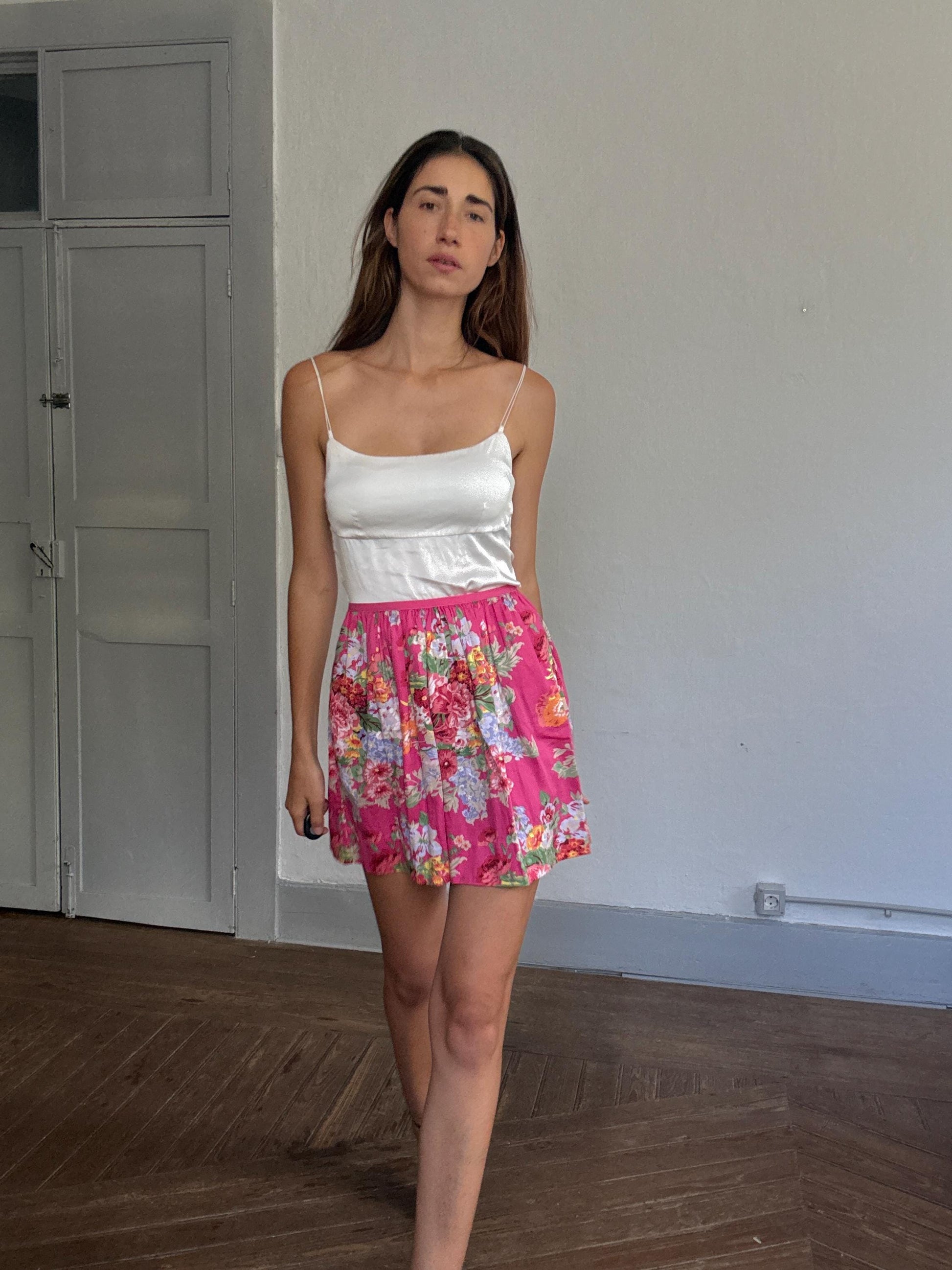 Polo Ralph Lauren pink floral mini skirt with pockets – 100% cotton romantic vintage Y2K vibe, fits like modern S/M, cottagecore