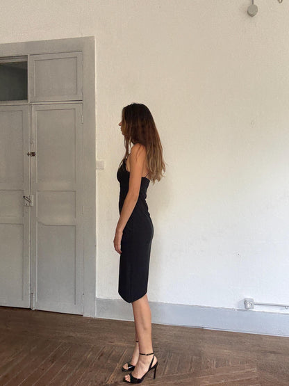 Y2K Black Asymmetric Midi Dress — additional view 5