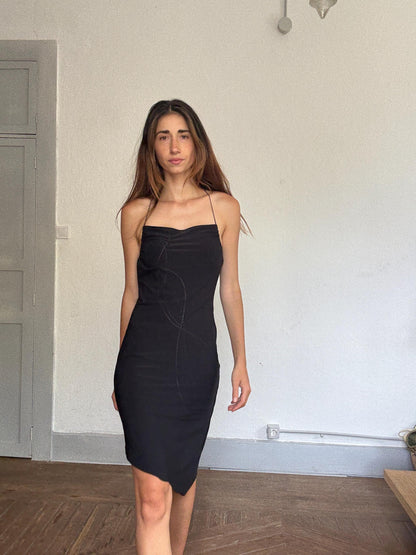 Y2K Black Asymmetric Midi Dress — additional view 6