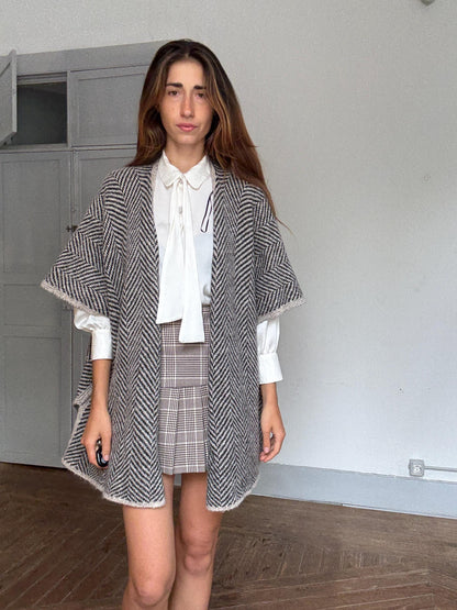 Herringbone Alpaca Wool Poncho — additional view 6