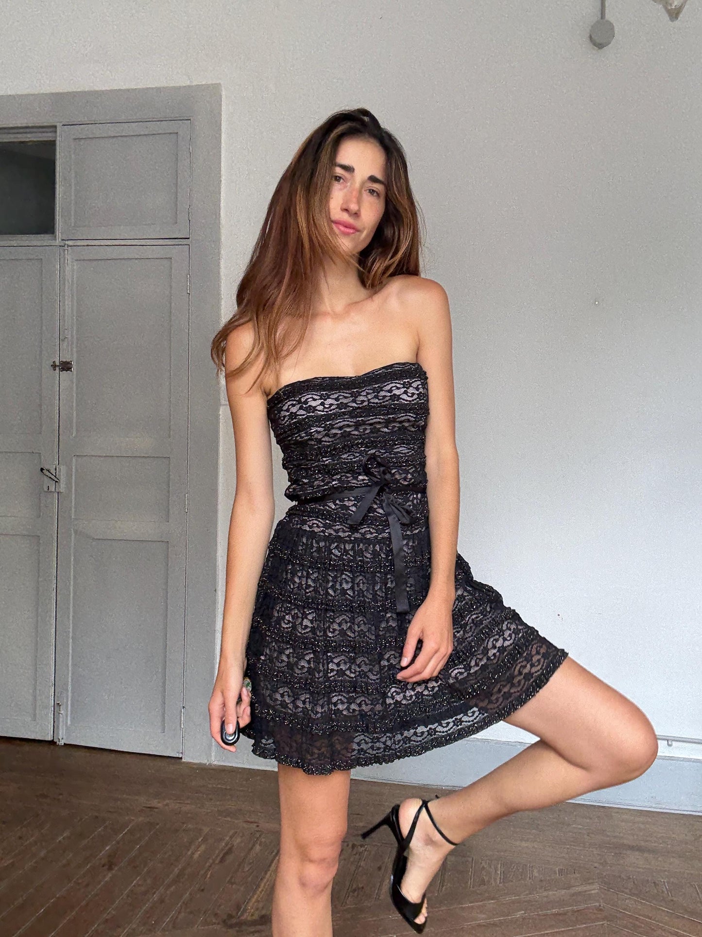 Morgan black lace mini dress, Goth party look | Gossip Girl style sexy short dress, Size M