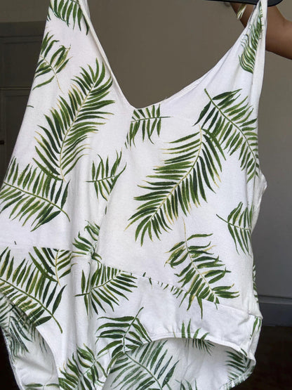 Tropical Palm Leaf Print Cotton Bodysuit — additional view 8