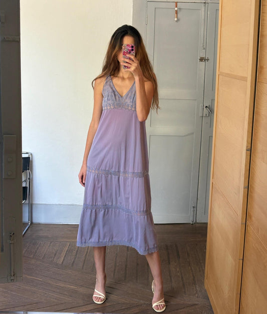 Y2K Vintage Purple Lace Slip Dress | Made in Italy | Soft Girl Sleepwear or Daywear Aesthetic