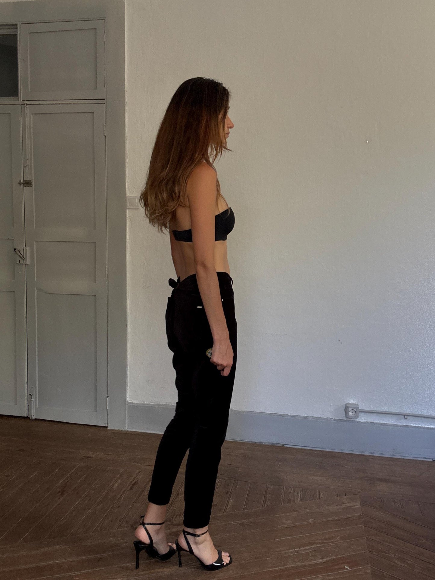 Massimo Dutti men’s black velvet pants – premium cotton blend, slim fit, soft stretch, timeless & refined, size 42