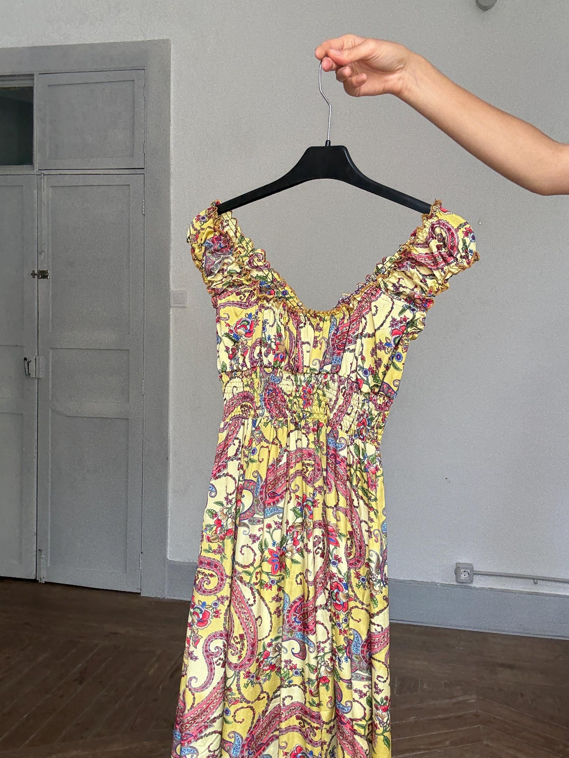 Silk paisley fairycore maxi dress – wedding guest or summer muse loo, Size XS - S