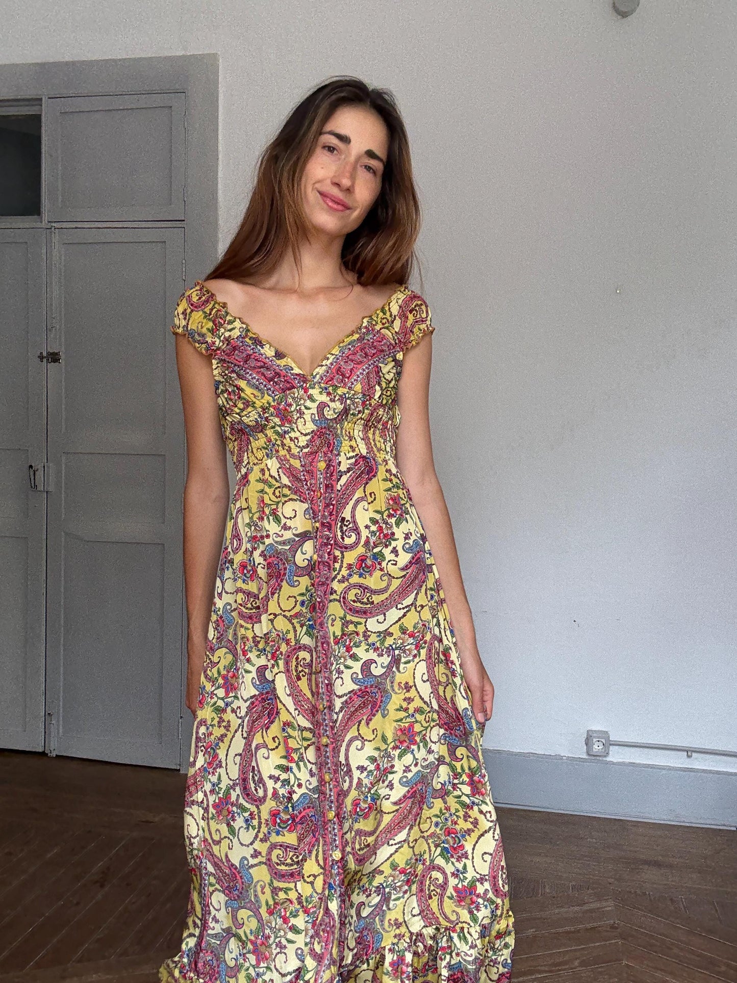 Silk paisley fairycore maxi dress – wedding guest or summer muse loo, Size XS - S