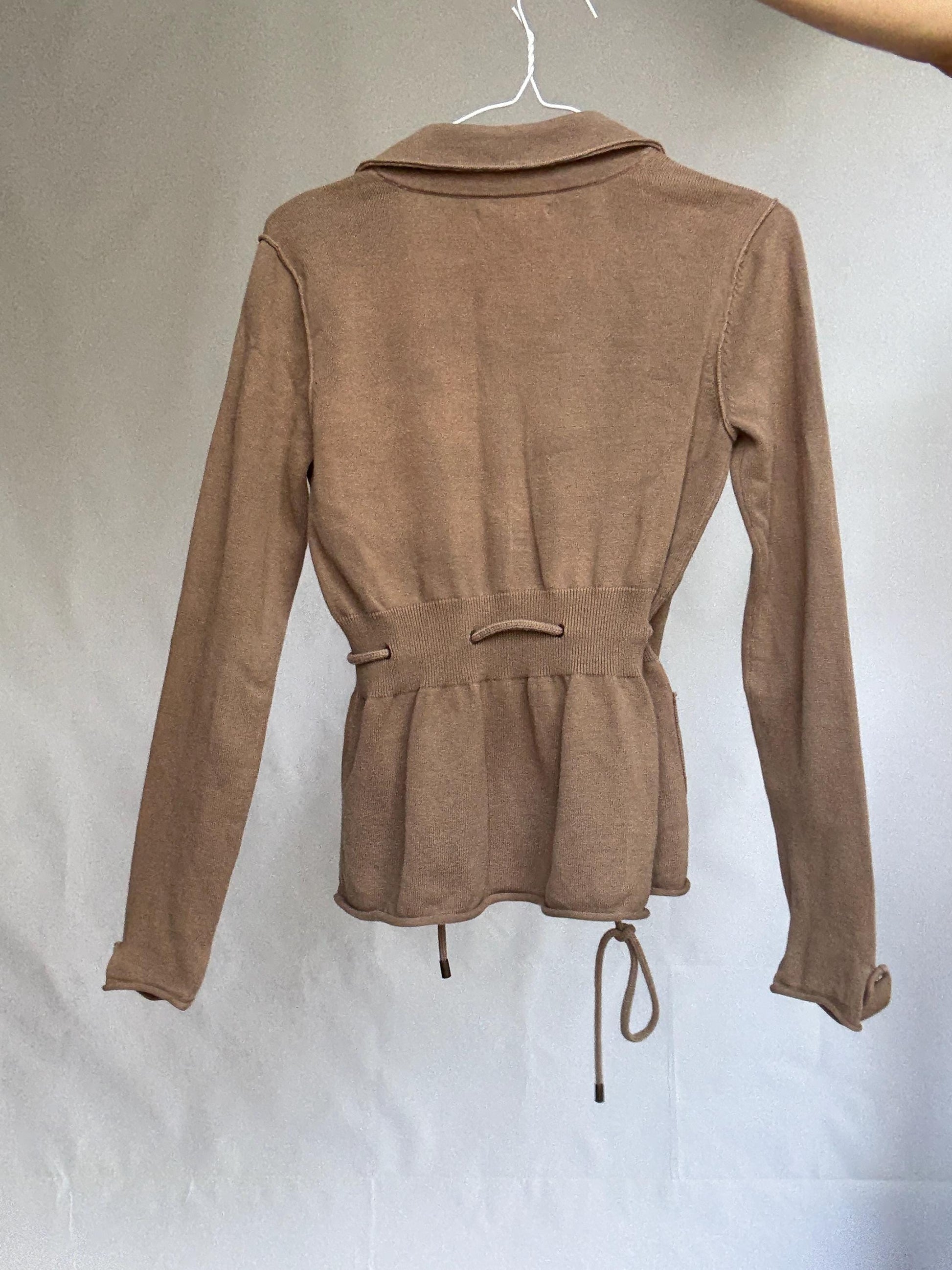 Vintage Brown Cinched Waist Cotton Blazer — additional view 10