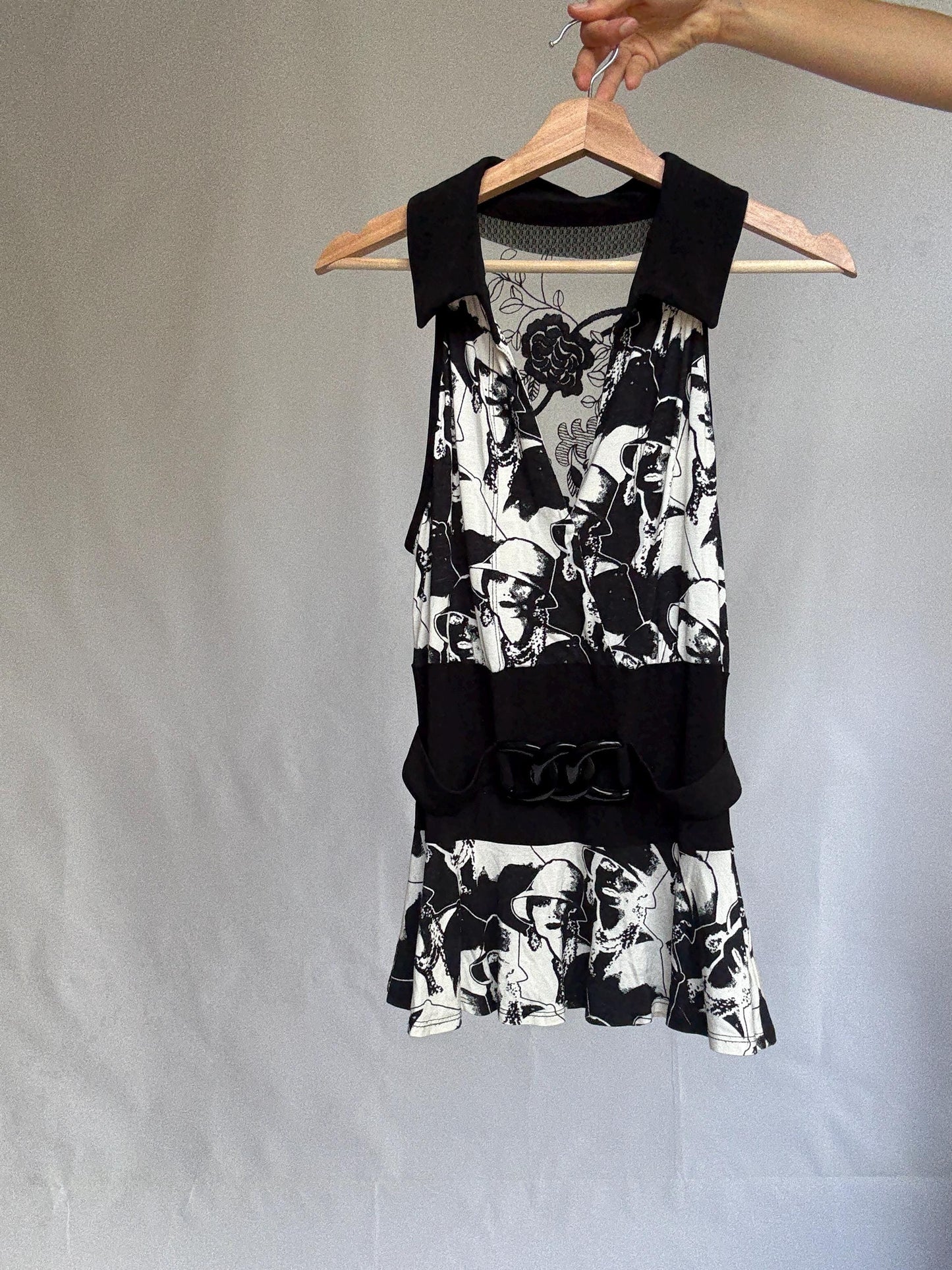 Vintage Joseph Ribkoff Tunic Top or Mini Dress | Graphic Pop Art Print | Size L (US 10 / UK 12 / DE 38)