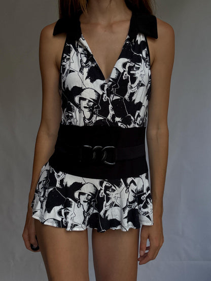 Vintage Ribkoff Graphic Pop Art Tunic — fabric close-up