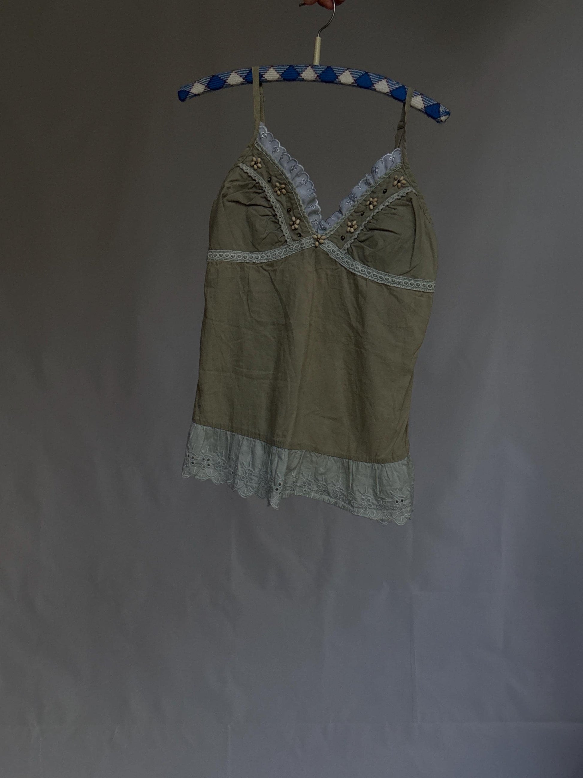 Y2K Vintage Beaded Top | Boho Festival Tank | Fashion Elle | Fits S–M | Earthy Beads | 2000s Style