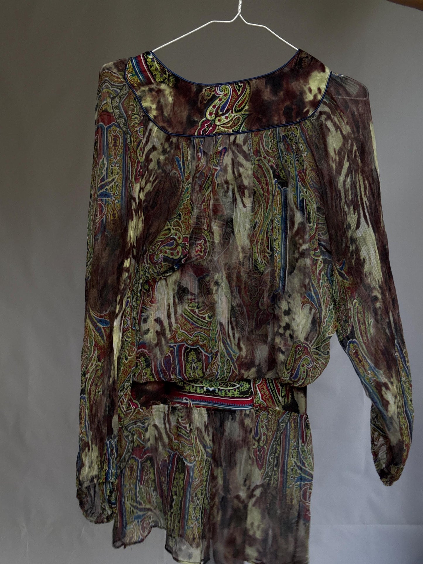 Vintage Sheer Silk Mini Dress | Boho Designer Tunic by Orna Farho Paris | Fits S/M | Festival Gypsy Style