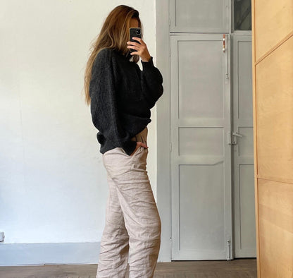 Dark Academia Ash Grey Wool Blend Pullover — additional view 6