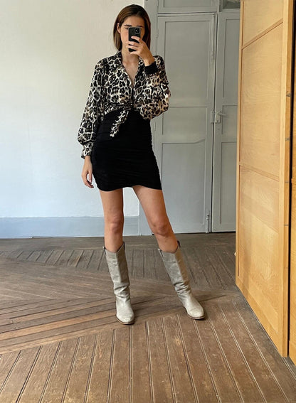Vintage Leopard Print Sheer Blouse — back view