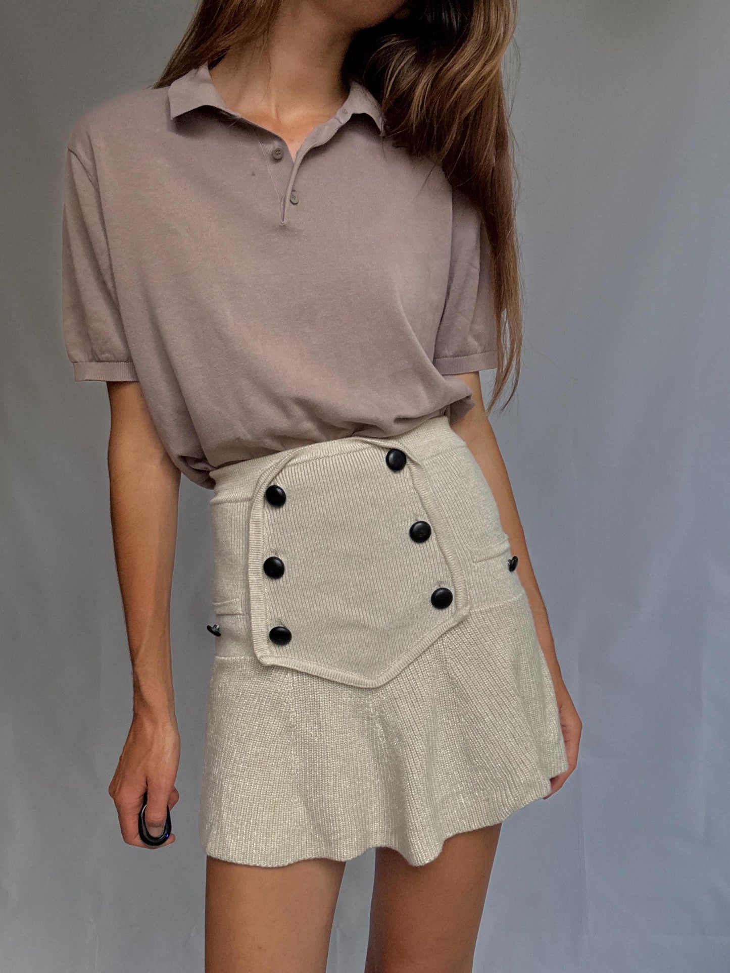 Massimo Dutti Extra Fine Cotton Polo Shirt – XL – Taupe Neutral