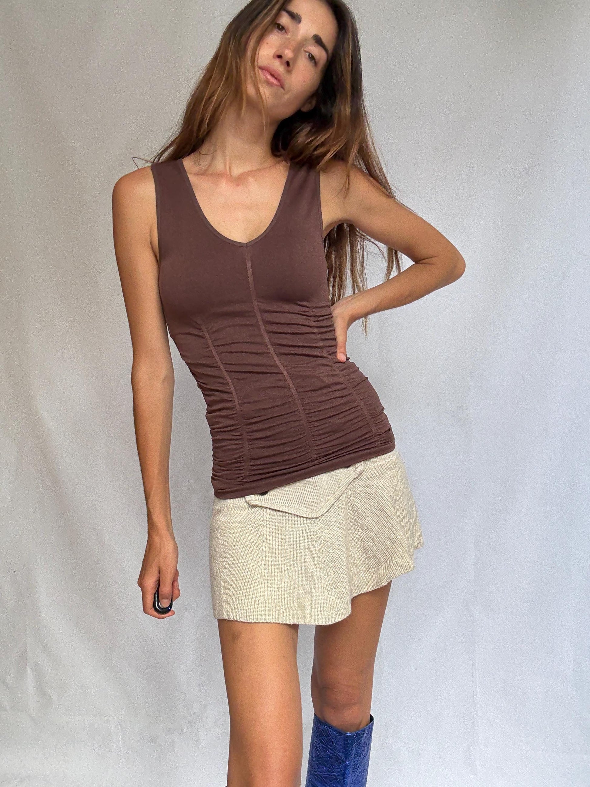 Vintage BCBGMAXAZRIA Ruched Brown Camisole – XS/S