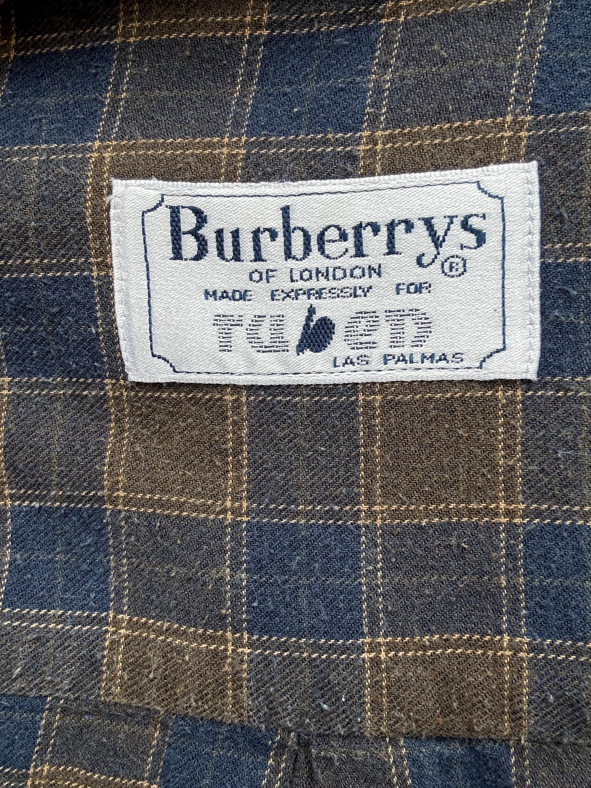 Rare Vintage Burberrys of London plaid shirt, made for Ruben Las Palmas, natural materials, size 4, collectible menswear