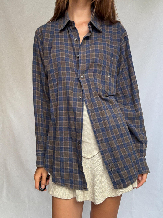 Rare Vintage Burberrys of London plaid shirt, made for Ruben Las Palmas, natural materials, size 4, collectible menswear