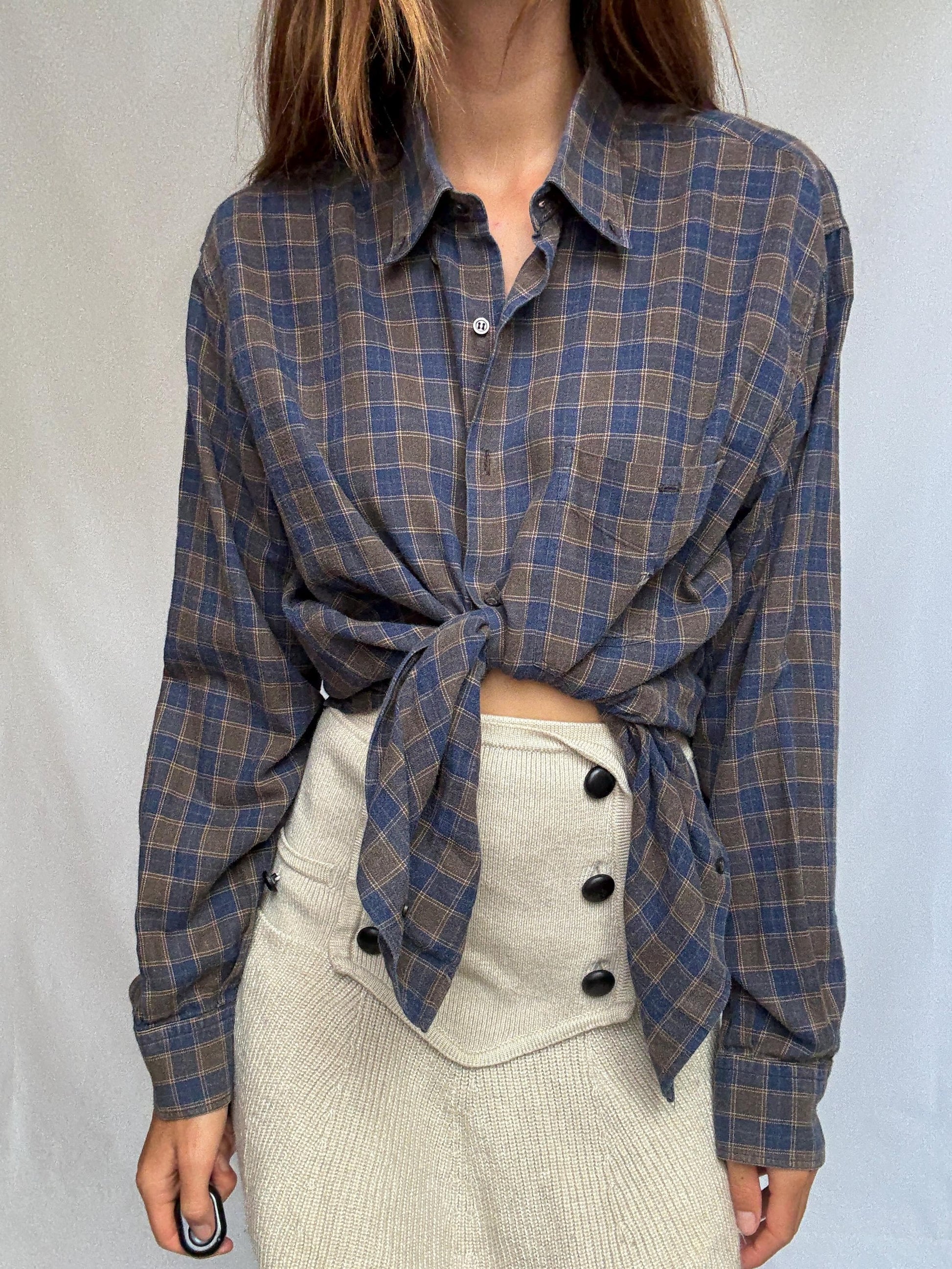Rare Vintage Burberrys of London plaid shirt, made for Ruben Las Palmas, natural materials, size 4, collectible menswear