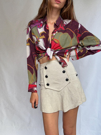 Jewel Toned Vintage Burberry Scarf Blouse