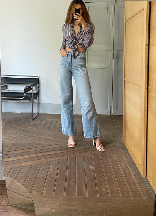 Vintage 100 % pure silk striped woman blouse, True treasure long sleeve feminine shirt, Retro embroidered draping shirt