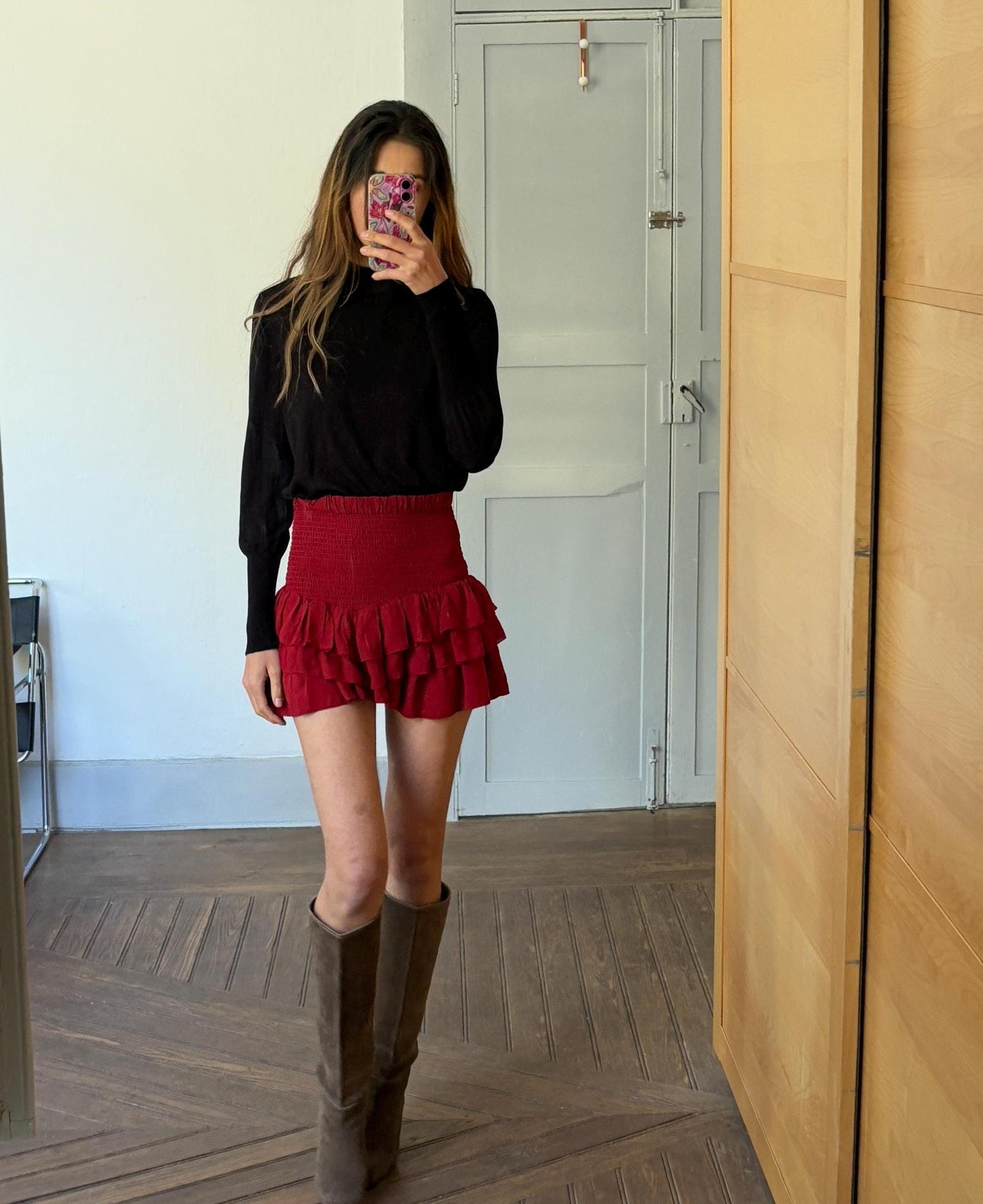 Vintage black René Lezard long sleeve shirt, Elegant open back formal black top, European designer clothing, Size L