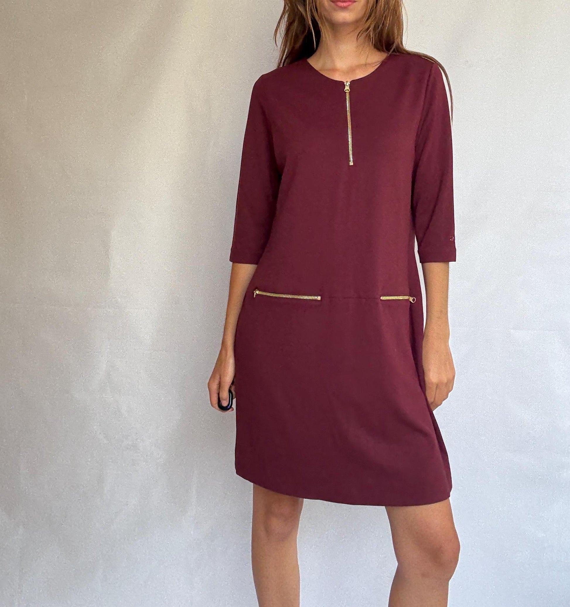NWT Escola Burgundy Zipper Dress – Made in Spain, Size DE 46 - XXL - 3XL