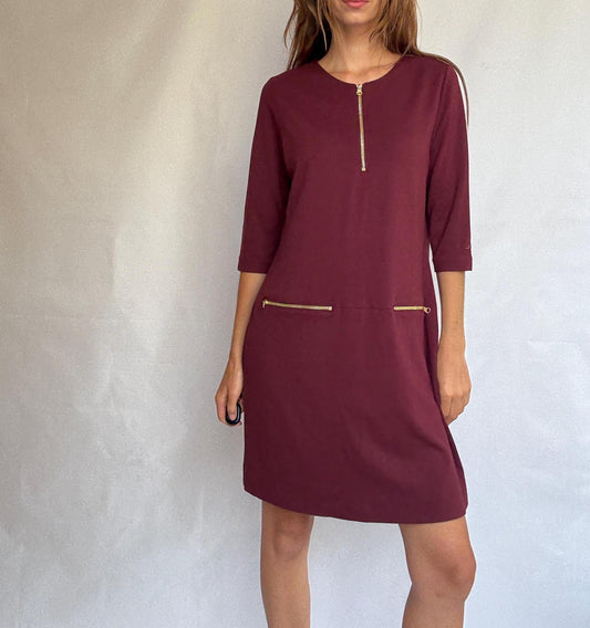 NWT Escola Burgundy Zipper Dress – Made in Spain, Size DE 46 - XXL - 3XL