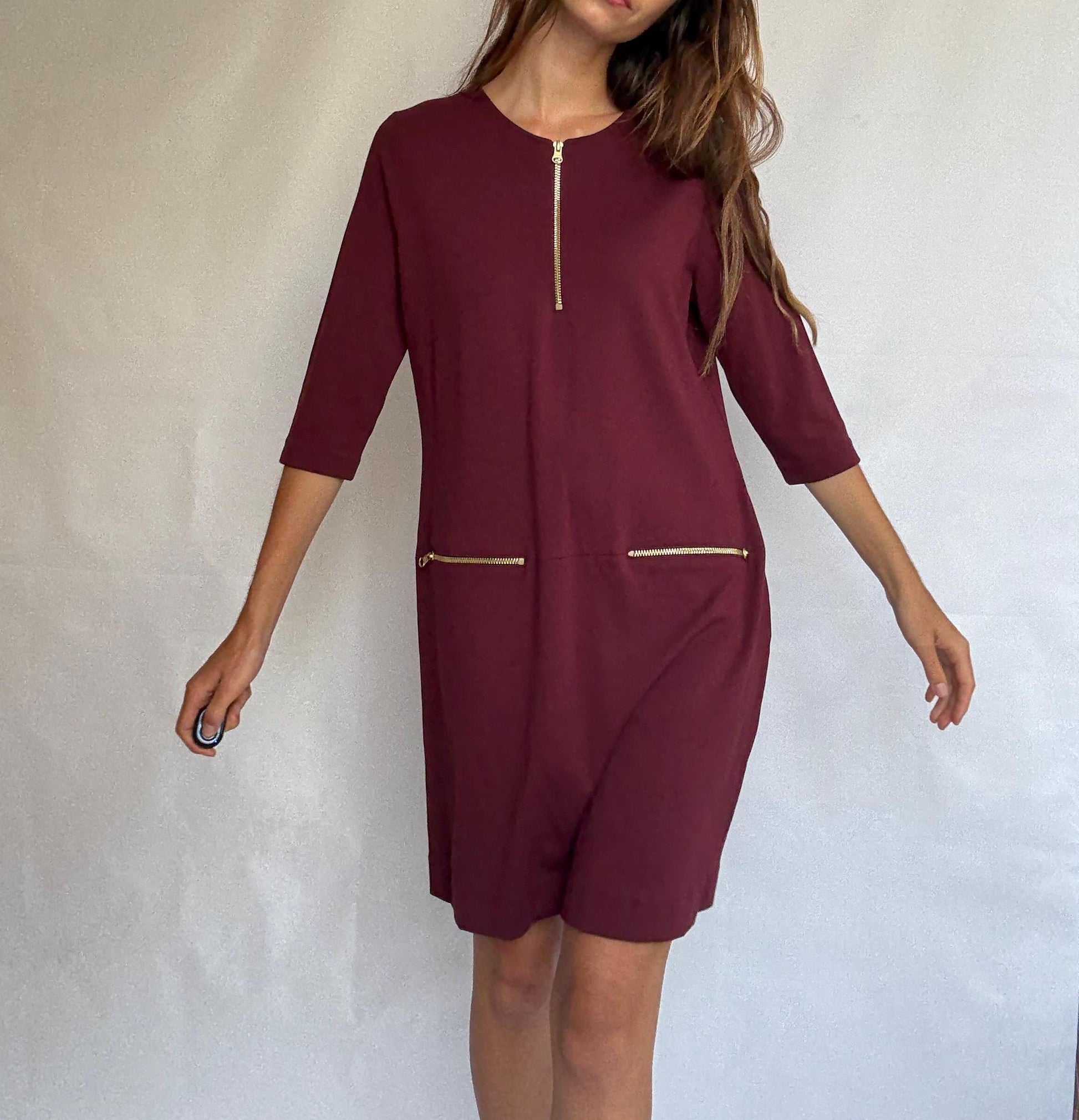 NWT Escola Burgundy Zipper Dress – Made in Spain, Size DE 46 - XXL - 3XL