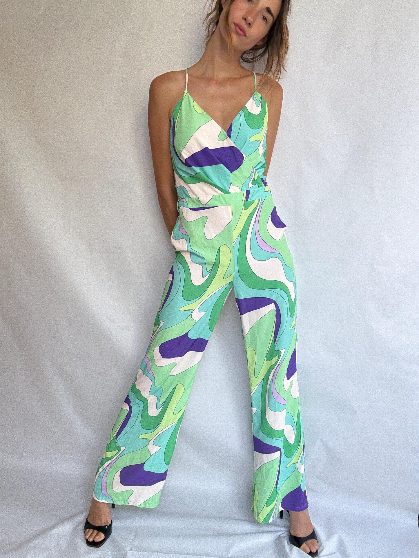 Morgan Colourful Swirl Print Jumpsuit | Unworn with Tags | Size UK 12 US 8 EU 40 | 70s Retro Party Style