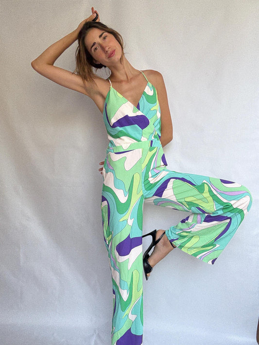 Morgan Colourful Swirl Print Jumpsuit | Unworn with Tags | Size UK 12 US 8 EU 40 | 70s Retro Party Style