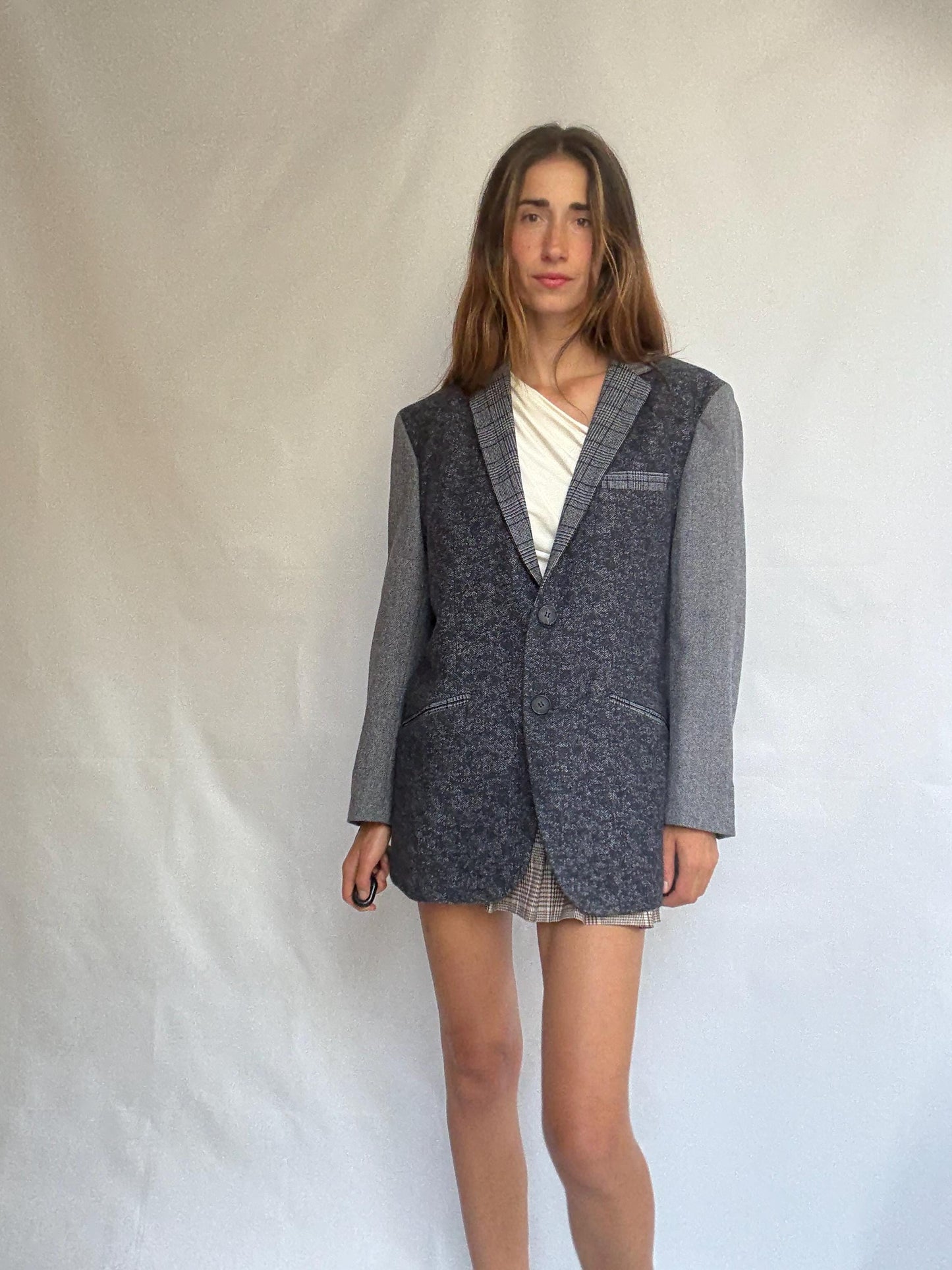 Vintage Desigual Oversized Blazer – Wool Cotton Mix, Size 54 Mens, Unisex Fit, Model-Off-Duty Look