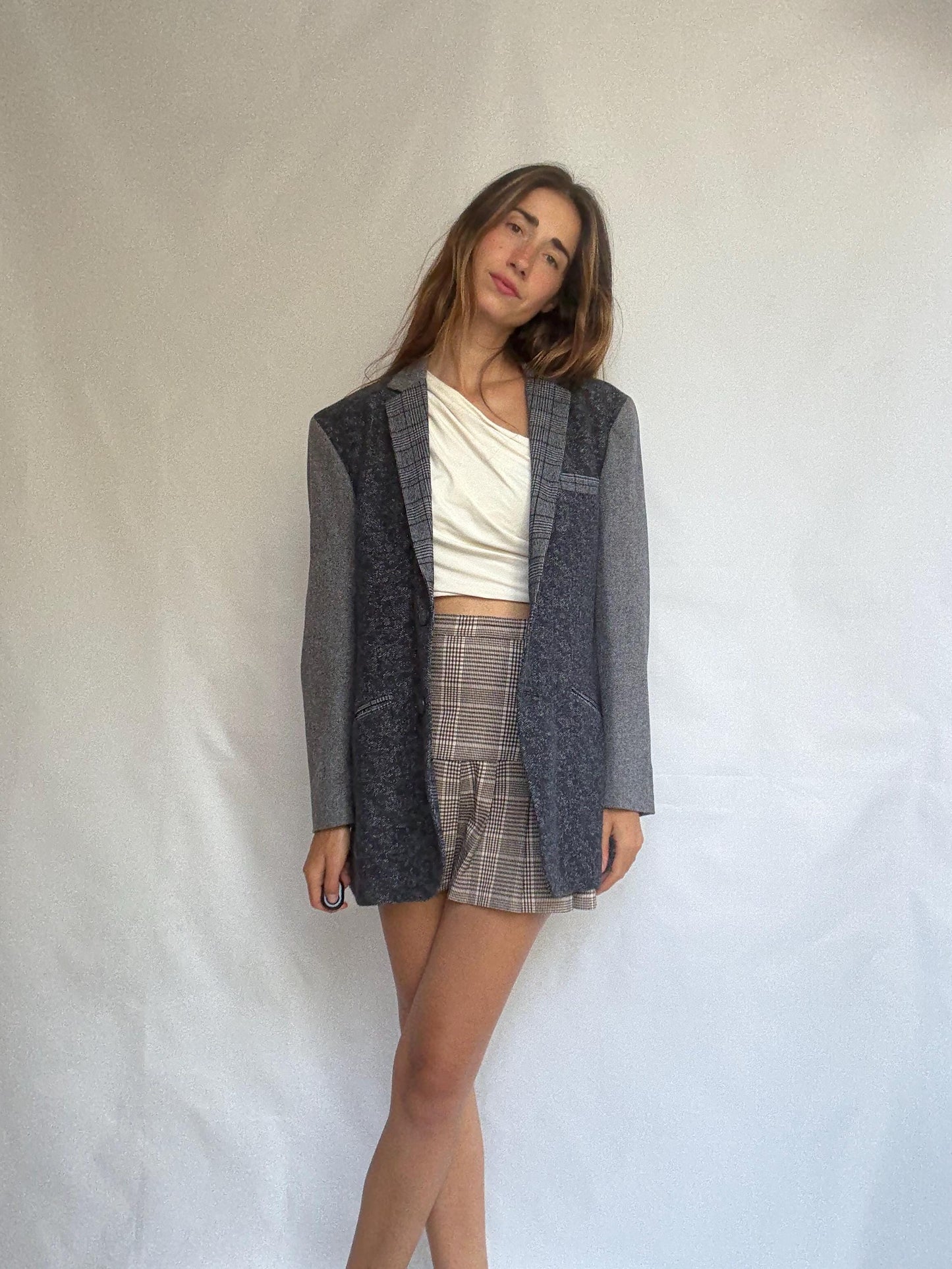 Vintage Desigual Oversized Blazer – Wool Cotton Mix, Size 54 Mens, Unisex Fit, Model-Off-Duty Look