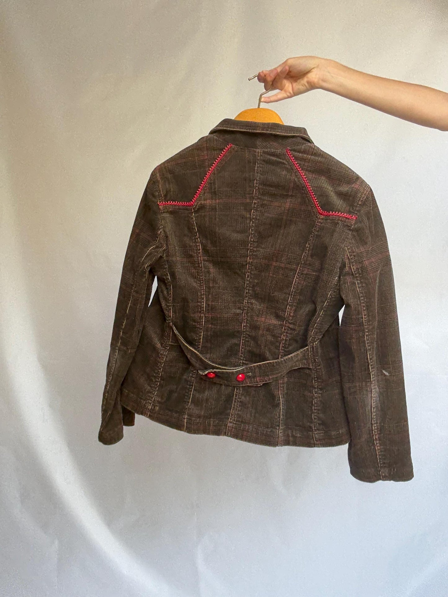 Vintage Corduroy Blazer with Red Details – Jota Mas Ge Jeans – Size EU 46 / US 14