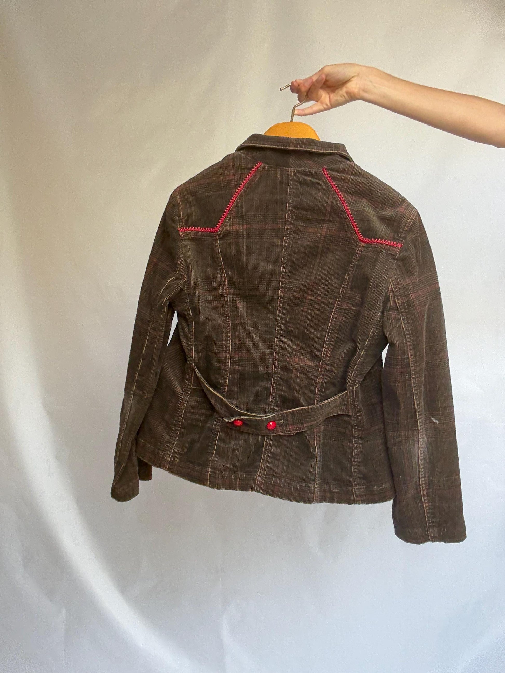 Vintage Corduroy Blazer with Red Details – Jota Mas Ge Jeans – Size EU 46 / US 14