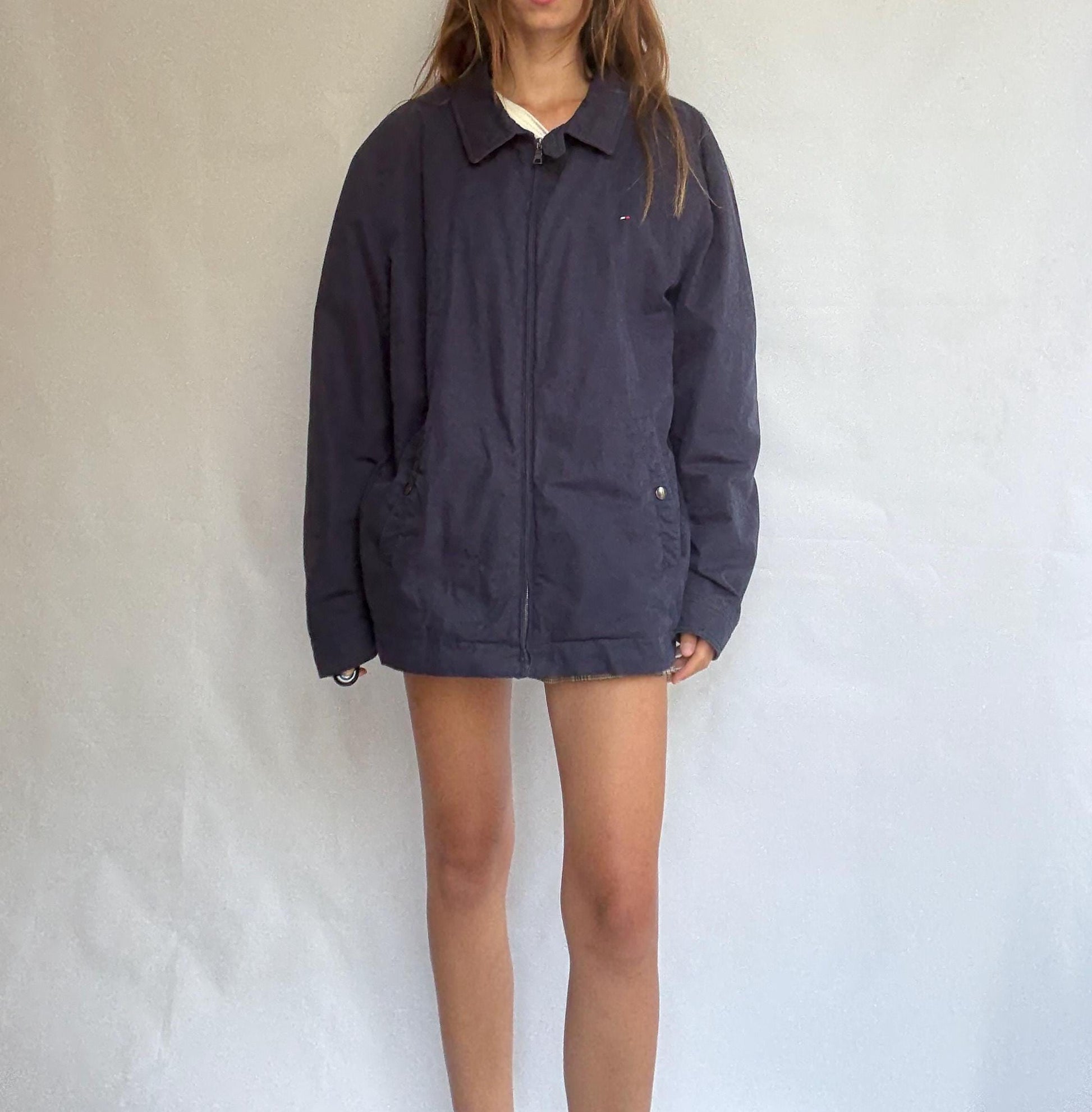 Vintage Tommy Hilfiger 4XLT Padded Jacket – Navy Blue | Oversized Outerwear with Quilted Lining