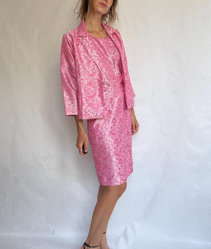 Handmade Pink Brocade Vintage Suit Set — detail