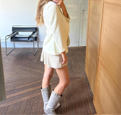 Off White Vintage Rodier Paris Blazer, Elegant Summer Jacket