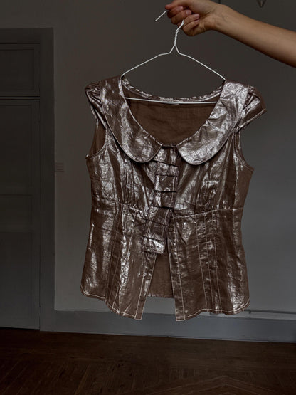 Vintage Shimmer Blouse With Peter Pan Collar — additional view 8