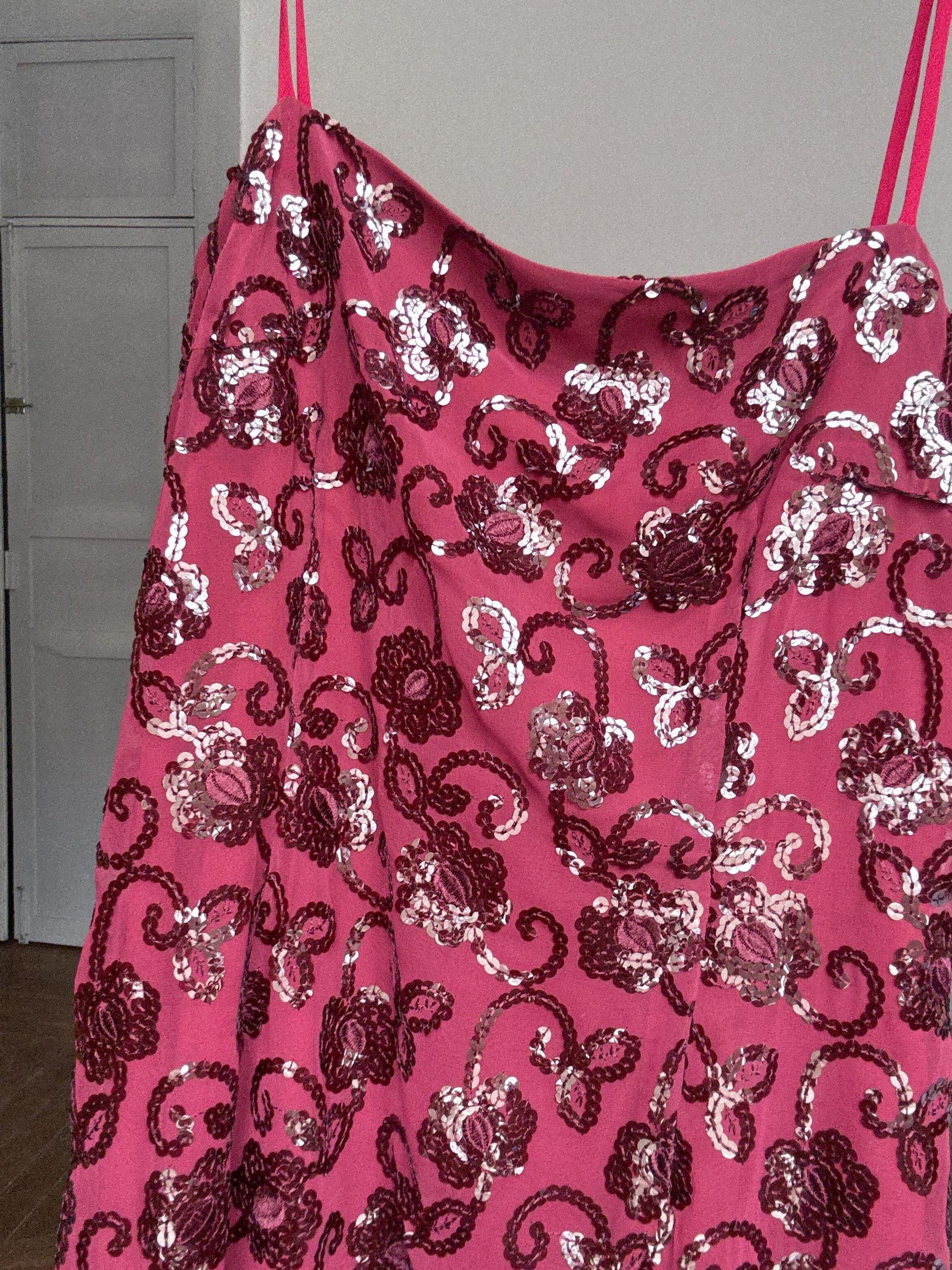 Vintage Burgundy Sequin Slip Dress – Tapioca by José Pedro Zotano | NWT