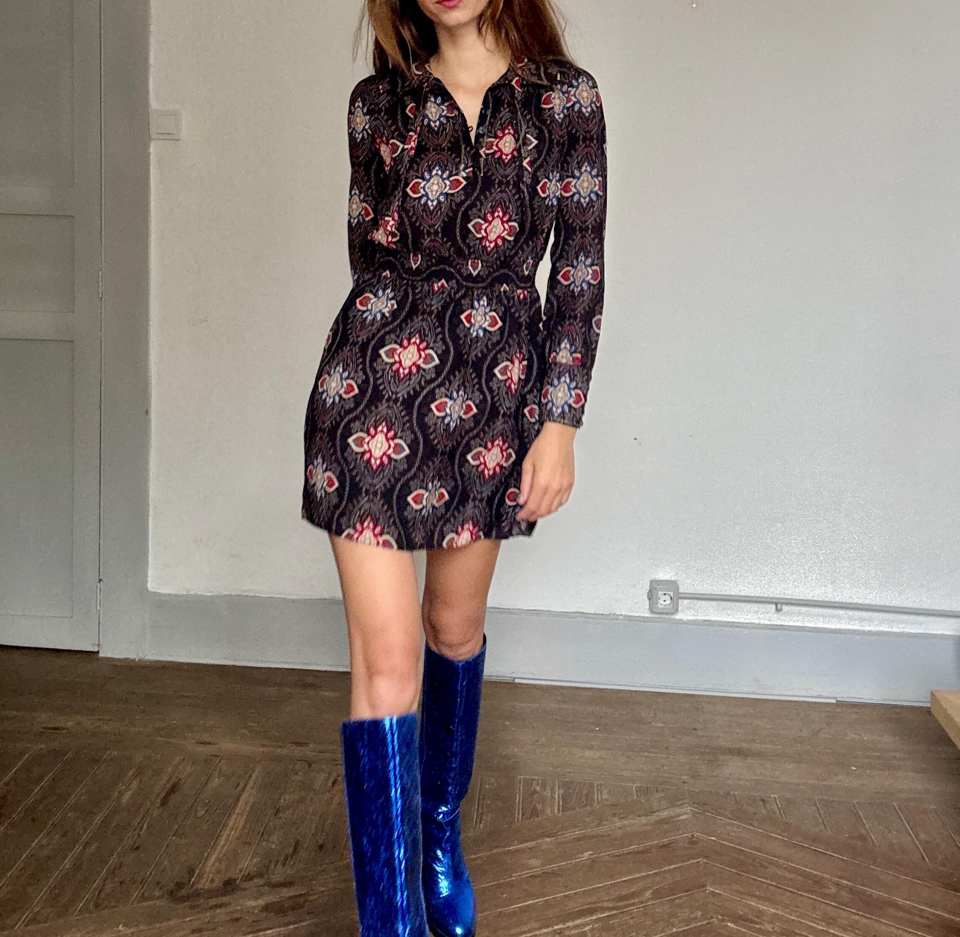 Pepe Jeans Boho Mini Dress – Long Sleeve Festival Dress – Vintage Y2K Indie Style – Size S