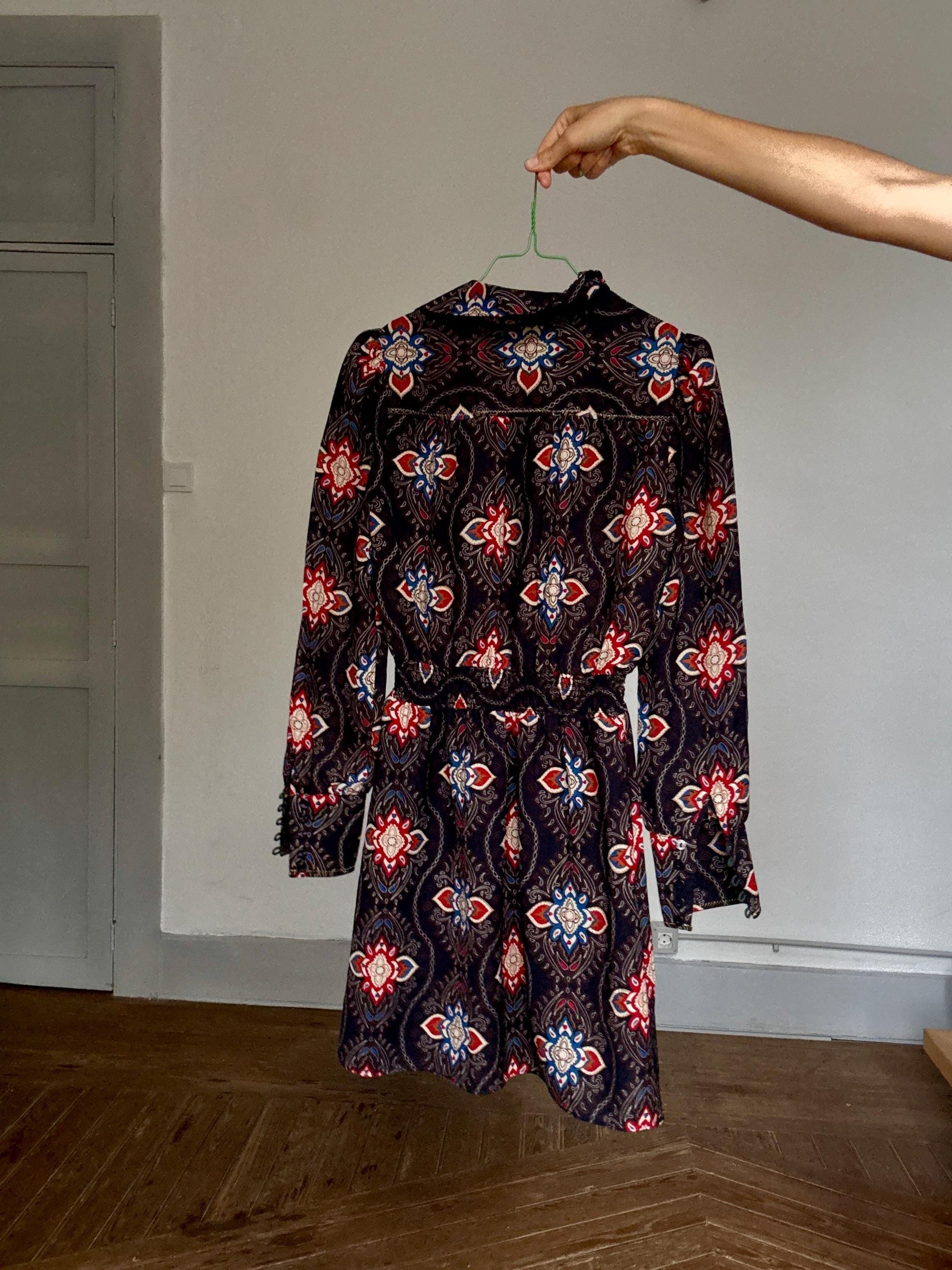 Pepe Jeans Boho Mini Dress – Long Sleeve Festival Dress – Vintage Y2K Indie Style – Size S