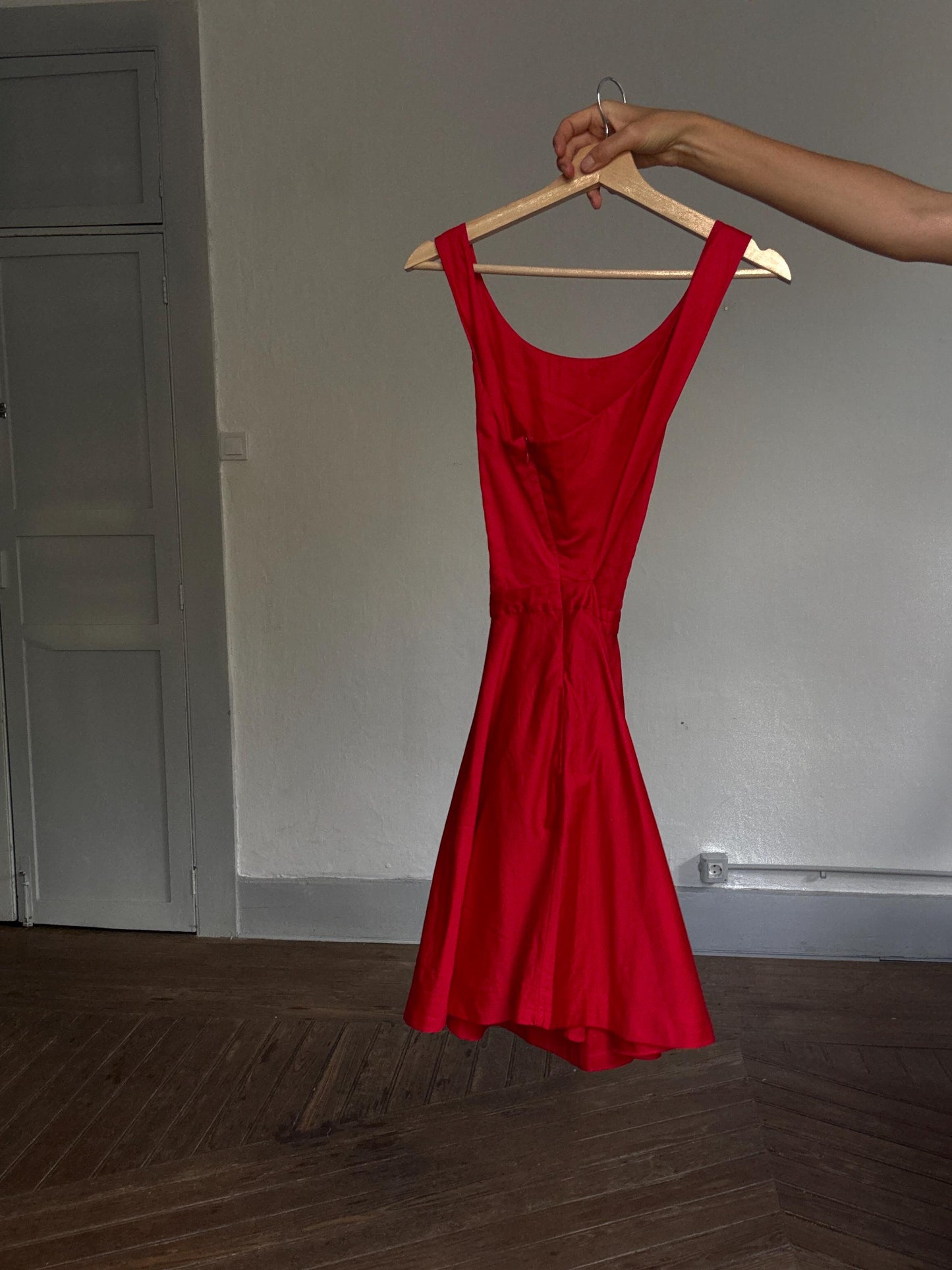 Polo Ralph Lauren red fit & flare dress – US 16, criss-cross back, sleeveless, 100% cotton, bold open-back mini