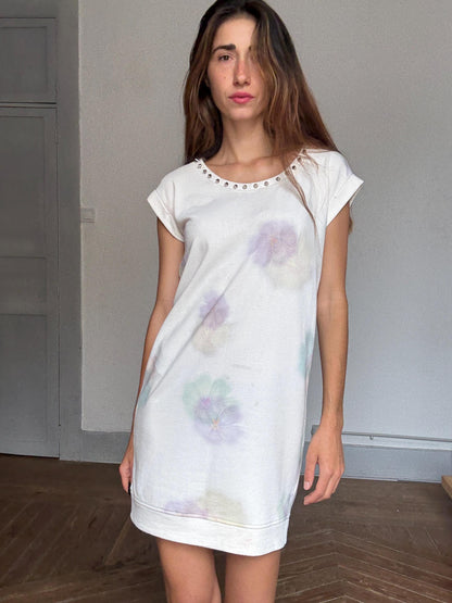 Floral Sweatshirt Dress With Studded Neckline — additional view 7