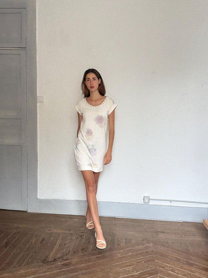 Floral Sweatshirt Dress With Studded Neckline — additional view 5