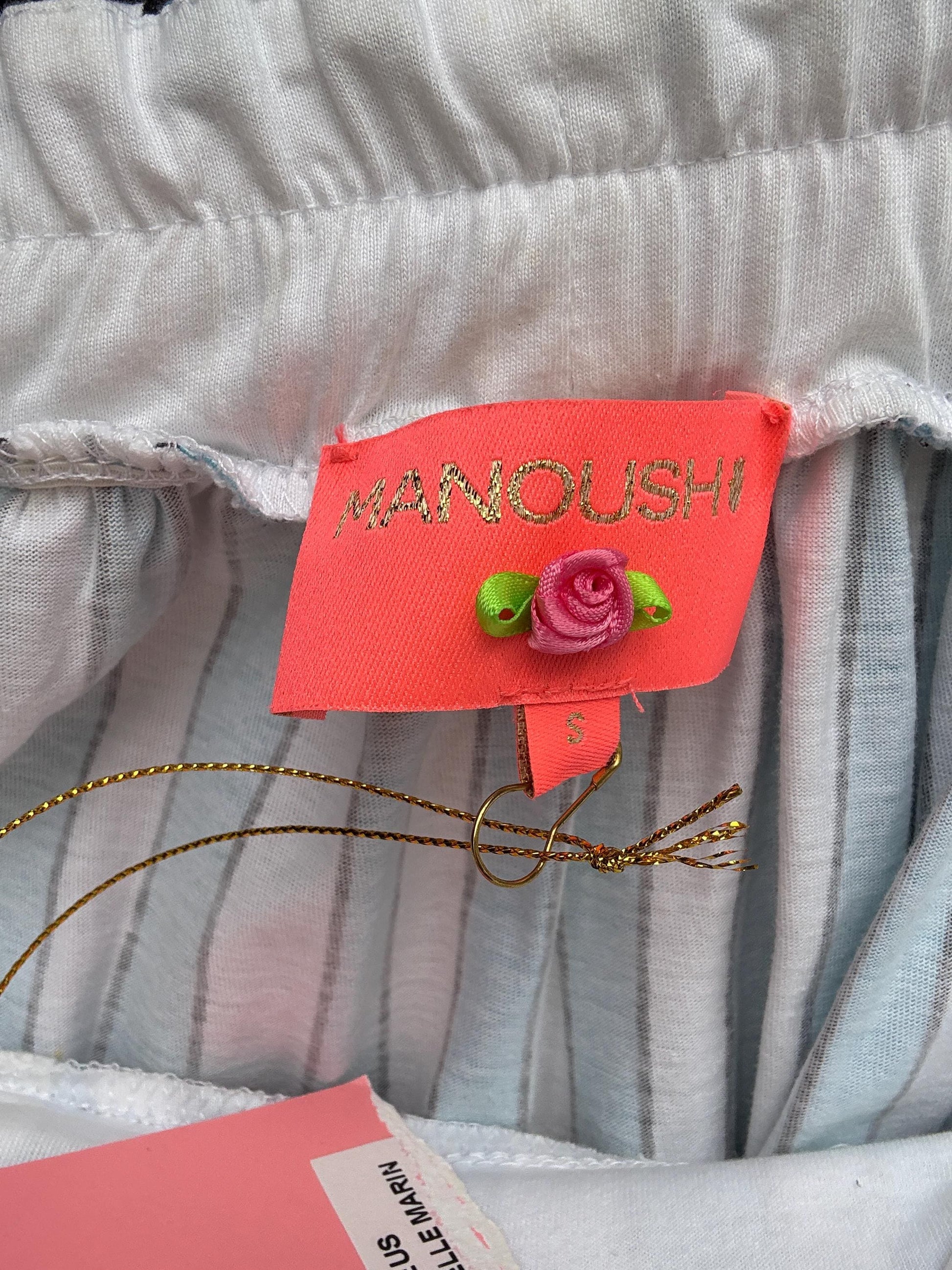 Manoush Designer Mini Dress, Playful Striped Print Cotton Sundress | Indie French Style | Emily in Paris Vibes, Size S, Rare Statement Piece