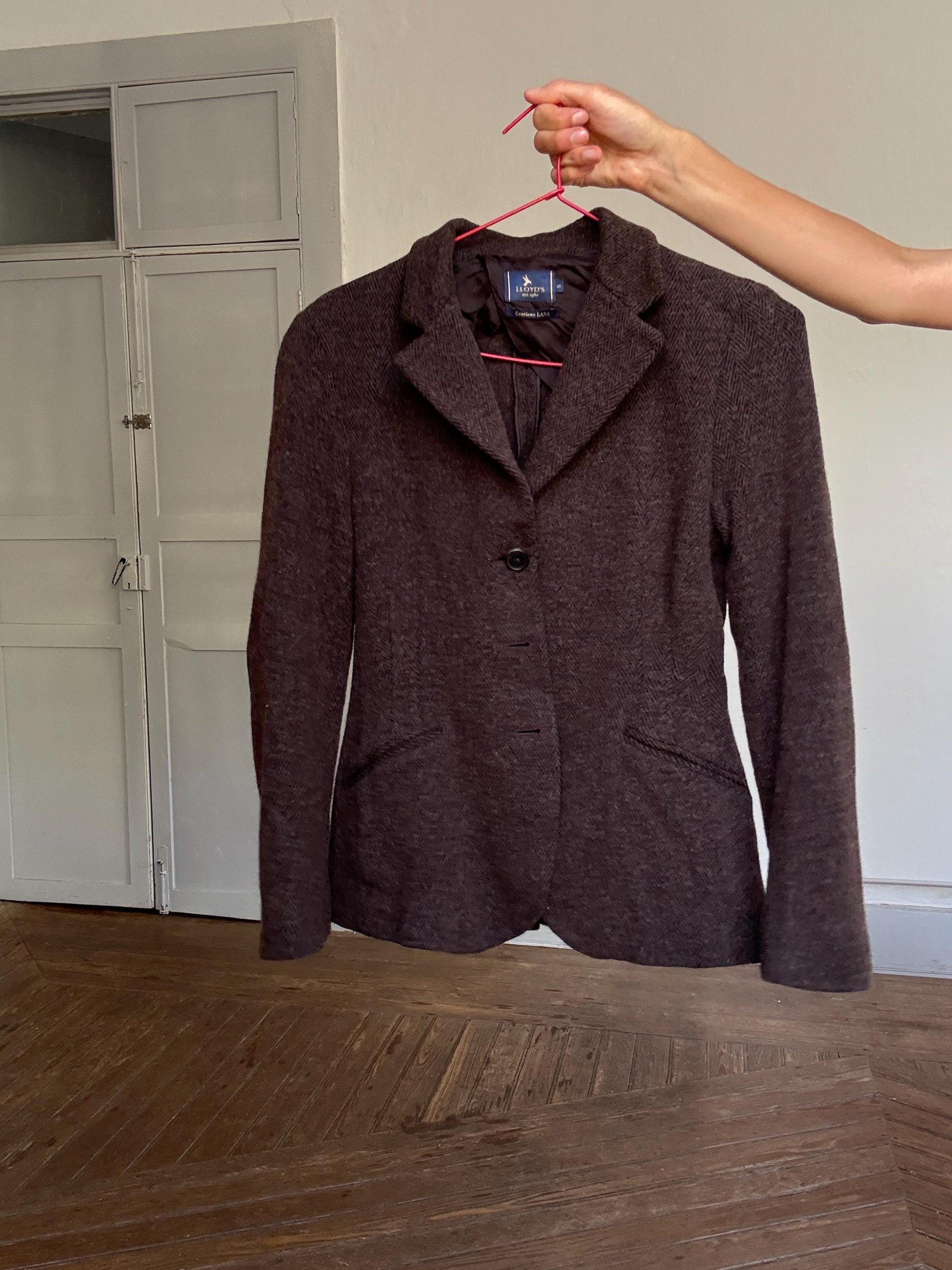 Lloyd’s Italian Wool Blazer – Preppy Academia Brown Tweed Jacket | Smart Casual Office Look | Mario Bellucci Fabric | Size S