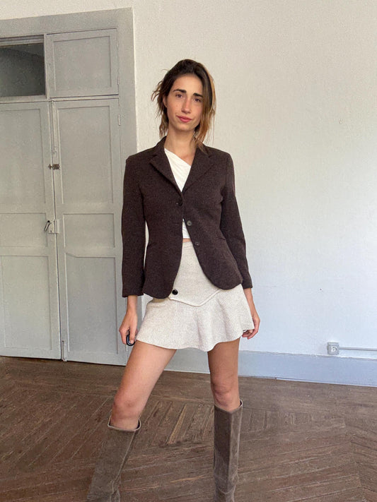 Lloyd’s Italian Wool Blazer – Preppy Academia Brown Tweed Jacket | Smart Casual Office Look | Mario Bellucci Fabric | Size S